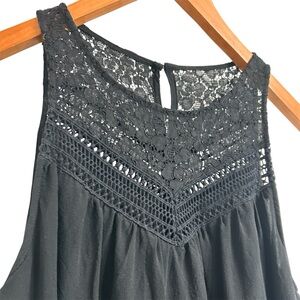 Black Silk Lace-Detail Lined Camisole / Shell / Tank Top / Sleeveless Blouse